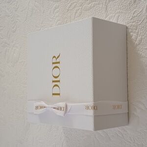 Dior Empty White Box with Gold Accents, Dust Bag, Receipt Card.